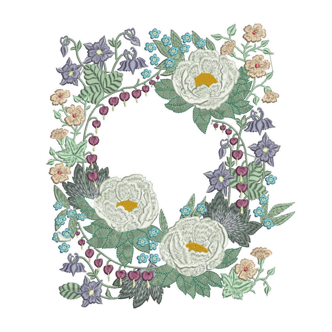 Peony Lotus Flower Garden Machine Embroidery Bohemian Borders