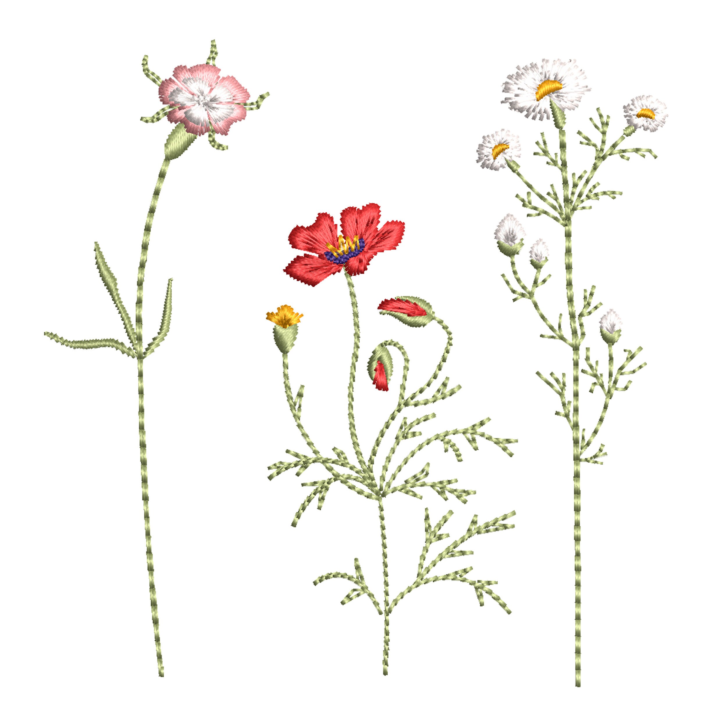 Danish Meadow Flower Herb Machine Embroidery Design Pattern