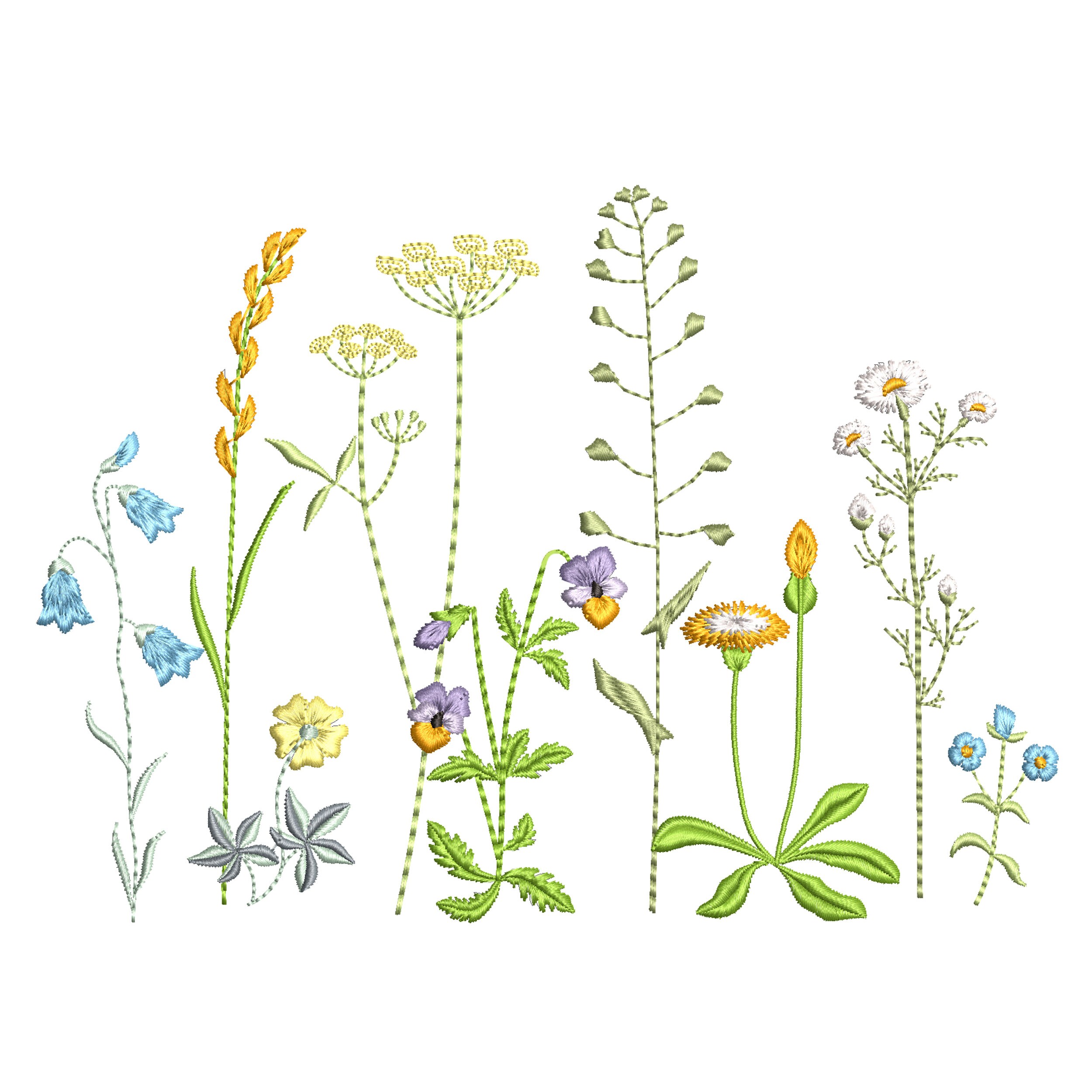 UND FLOWER RAISED EMBROIDERY TOPグリーン Meadows Collection Embroidery Digital Pattern Set | Crafter