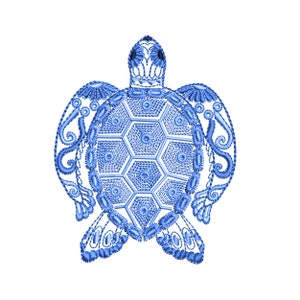 Boho Chinoiserie Tartaruga marina Acqua tropicale Oceano Marino Marittimo Tartaruga Modello di ricamo a macchina Download istantaneo ZIP-3 dimensioni