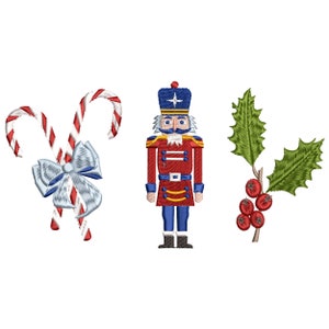 Weihnachtsbaum Nussknacker Maschinenstickerei, Winter Holiday Chinoiserie Chic Instant Download ZIP - 6 Größen