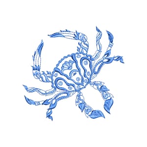 Bohemian Chinoiserie Sea Crab Tropical Water Ocean Marine Maritime Cancer Machine Embroidery Design Pattern Instant Download ZIP-3 sizes