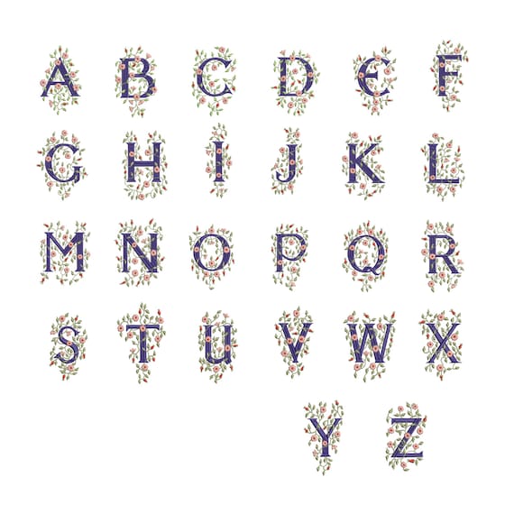Alphabet complet de A à Z ABC fleur lettre monogramme police Alphabet complet de A à Z ABC fleur lettre monogramme police