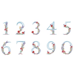LOVE Alphabet ABC flower number monogram font  Machine Embroidery Design File, Pattern Instant Download - 5 sizes