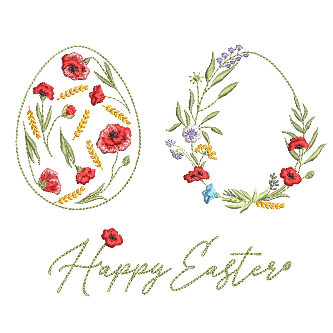 Wildflower Easter Egg Machine Embroidery Designs, Danish Meadow Flower ...