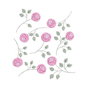 Padrão de design de bordado à máquina de flor rosa, arquivo de jardim botânico floral Download instantâneo ZIP - 5 tamanhos