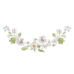 機械刺繍デザイン - ボヘミアンフラワーボーダーデザイン - 植物の花柄デジタル刺繍パターン インスタントダウンロード ZIP - 5 サイズ