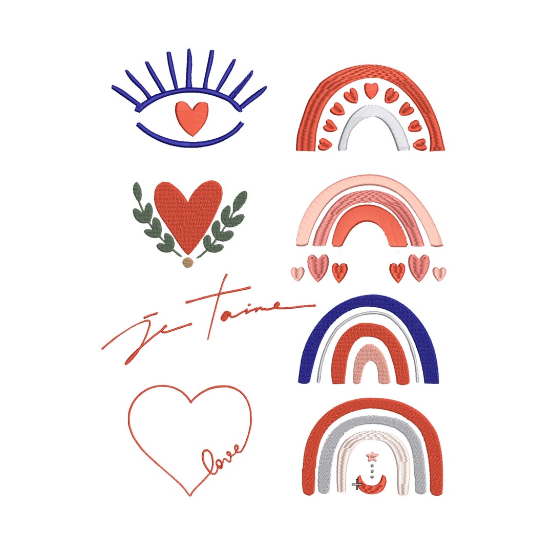 Rainbow Love Machine Embroidery Design Pattern Download- 3 Sizes - Etsy