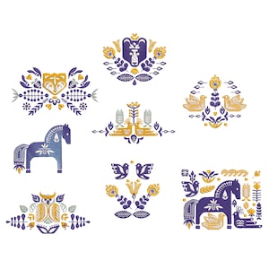Scandinavian Christmas Ornament for Machine Embroidery Nordic Design Winter Bear Horse Fox Owl Holiday Set