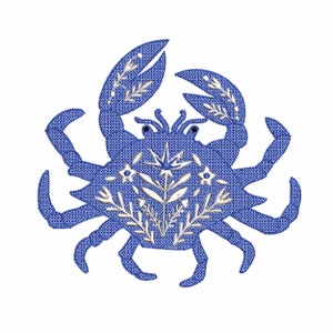 Folk Sea Lobster Crab Nautical Machine Embroidery Design, Chinoiserie Algae Marine Ocean Fish Shell Pattern Instant Download ZIP
