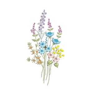 Wild Meadow Flower Herb Bouquet Machine Bernie Embroidery Easter Floral Blue Botanical Garden Pattern Instant Download ZIP - 5 sizes