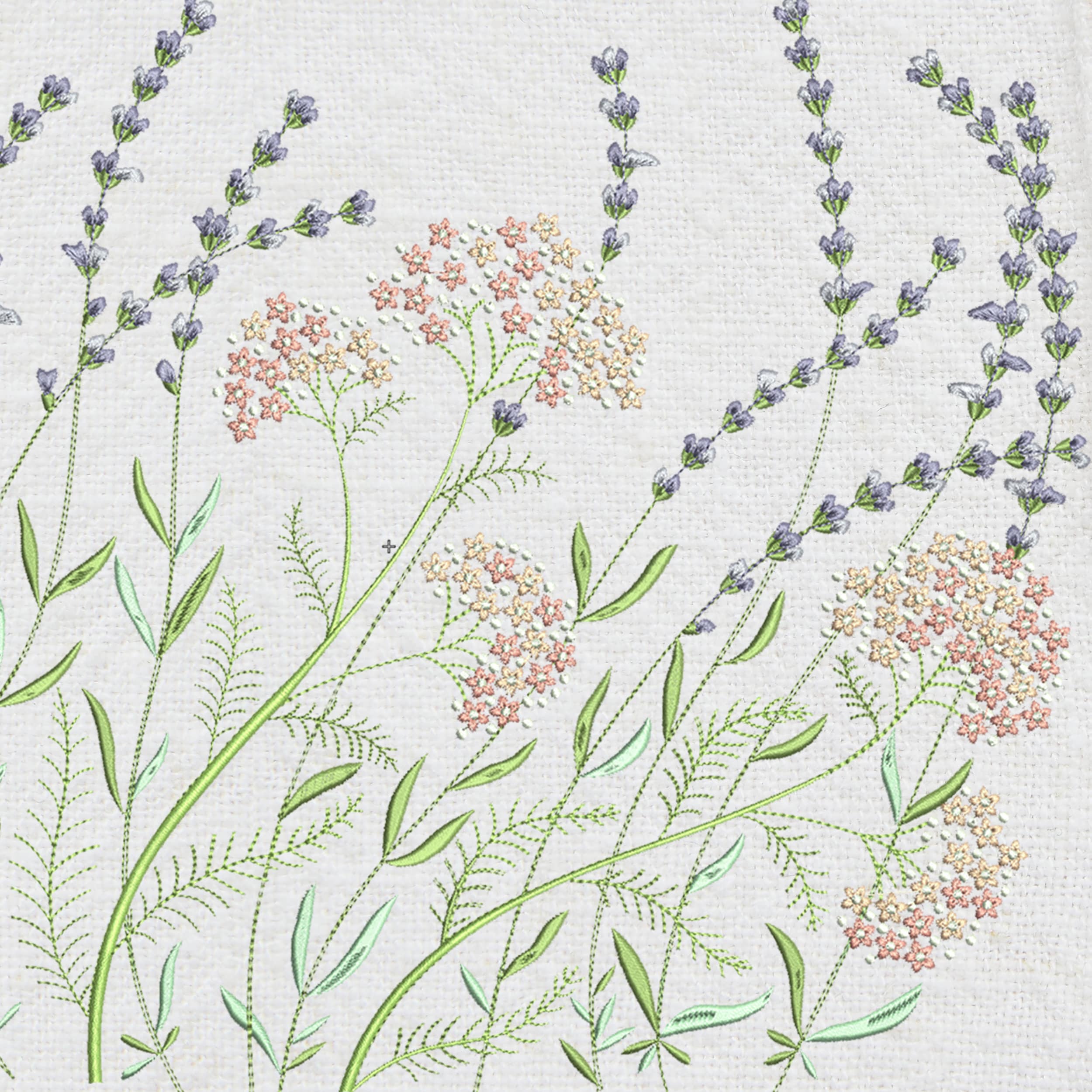 Garden Flower Herb Lavender Floral Botanical Meadow Machine Embroidery ...
