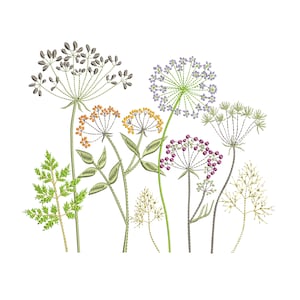 Wiese Blume Kräuter Maschinenstickerei Design, Daisy Ostern Floral Botanischer Garten Muster Sofort Download ZIP - 8 Designs JEDE GRÖßE