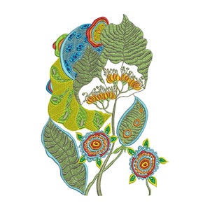 Verzauberte Elfe Fee Blume Pflanze Maschinenstickerei Boho Natur Botanischer Wald Design Muster Instant Download ZIP - 3 Größen