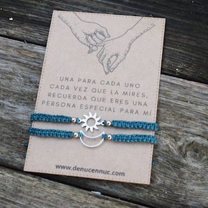 Bracciale in acciaio inossidabile con sole e luna | Bracciale impermeabile | Bracciale dell'amicizia | Bracciale equilibrio | Bracciale per coppie | carta ricordo