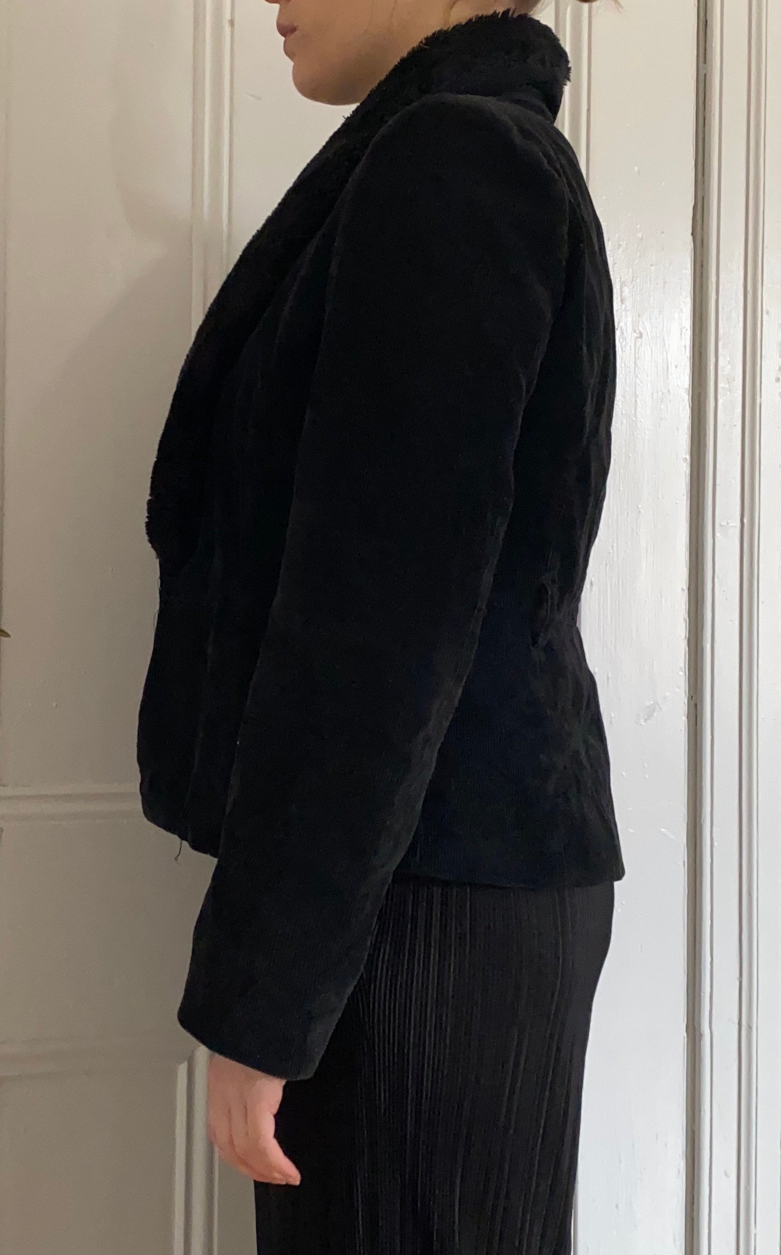 Amazing Black Corduroy Jacket With Faux Fur Collar Etsy
