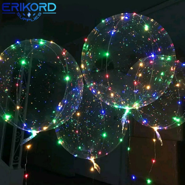 Livraison gratuite! Ballons Led lumineux 18/24 pouces, Ballons à hélium transparents, décorations de fête d'anniversaire, ballon à bulles LED pour mariage, boule lumineuse