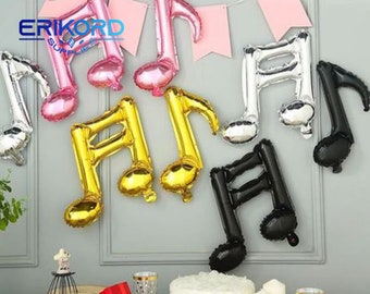 10pcs Colorful Music Double Notes Balloon High School Party Festa Birthday Musical Notes Foil Balloons Neon Event Party Supplies Home Decor