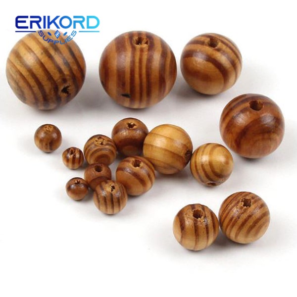 6/8/10/12/14/16/18/20/25/30mm Natural Pine Wooden Beads Round Balls for Jewelry Making Spacer DIY Wood Crafts Home Decoration Spacer Beads