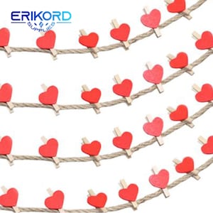 50 stücke Rot Herz Liebe Holz Kleidung Fotopapier Peg Pin Mini Wäscheklammer Postkarte Clips Hause Hochzeit Dekoration Schreibwaren Tuch Hängende Pins