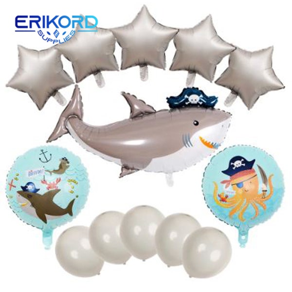 1/3/8/13 Pieces 18 Inch Big Gray Pirate Shark Balloons Sea Animal Large Shark Children Boy Party Favor Foil Baloon Inflatable Toys Globos