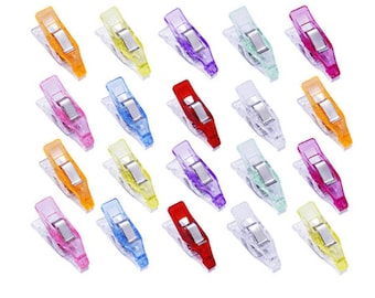 20 Pcs Colorful Sewing Craft Quilt Binding Plastic Clips Clamps Pack for Patchwork Decoration Clamp Clothes Clip Wonder Clips Sewing