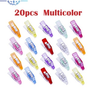 20 Pcs Colorful Sewing Craft Quilt Binding Plastic Clips Clamps Pack for Patchwork Decoration Clamp Clothes Clip Wonder Clips Sewing