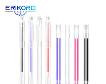 4pcs Heat Erasable Pen Case & 8pcs Ink Disappear Fabric Marker Refills for Dressmaking Leather Fabric DIY Patchwork Sewing Tools Stitch Pen