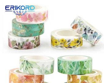 15mm*7m Romantic Floral Paper Washi Tape Flowers Masking Tapes Decorative Stickers DIY Stationery School Supplies