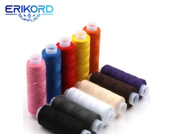 Juego de 12 rollos de conos de hilo de poliéster, hilo de coser de 150 yardas, hilos coloridos fuertes y duraderos para máquinas de mano de bordado DIY