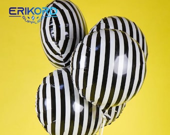 5pcs 18 inch Fashion Black White stripe Foil Balloon Helium Air Ball Wedding Party Birthday Party Baby Shower Decoration Globos