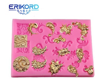 Baroque Scrolls Silicone Fondant Molds Cake Decorating Tools Flower Vine Cupcake Candy Chocolate Sugar Craft Moulds