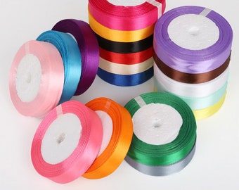 25 Yards 20mm Solid Color Silk Satin Ribbons Tape For Wedding Party Christmas Decoration Ribbon Roll Grosgrain Ribbons