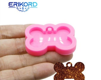 Moule en Silicone avec étiquette de chien brillante, porte-clés en os de chien, moule artisanal en résine pour bijoux, moule en Silicone en argile polymère