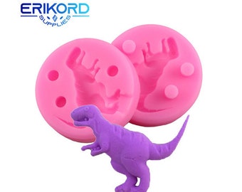 2 Pcs/Set Dinosaur Silicone Molds Fondant Cake Decorating Tools Kitchen Baking Chocolate Candy Candle Clay Moulds
