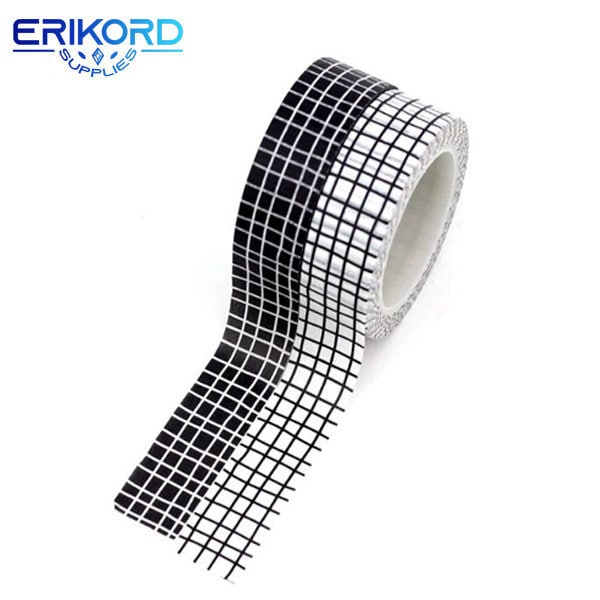 2 Rolls! Black & White Grid Washi Tapes Japanese Paper DIY Planner Blue Kraft Masking Tape Adhesive Tapes Stickers Decor Stationery Washi