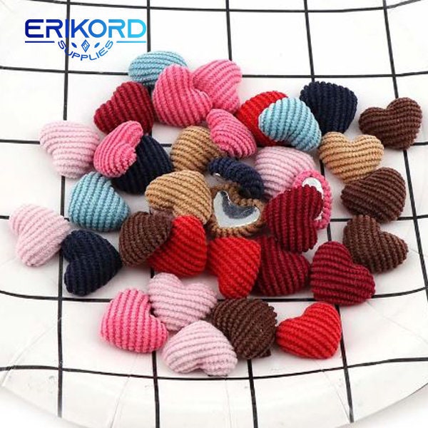 20pc 20mm Mix Colors Corduroy Heart Shape Kids Clothes Covered Button Flatback Cabochon DIY Uniform Jacket Decoration Buttons Scrapbooking