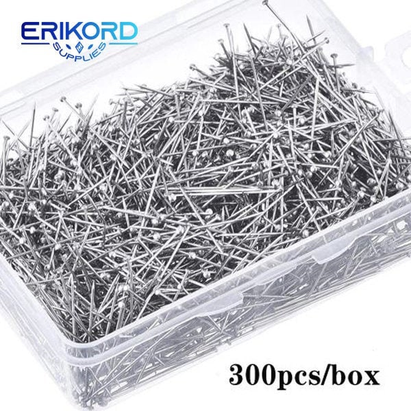 300pcs 35mm Stainless Steel Sewing Pins Dressmaker Straight Quilting Pins Fine Satin Head Pins for Jewelry Making Sewing Accessories