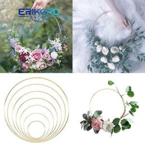 10/15/20/25/30/35/40cm anillo de Metal dorado de hierro guirnalda portátil Baby Shower boda novia corona hecha a mano flor Catcher aro Decoración