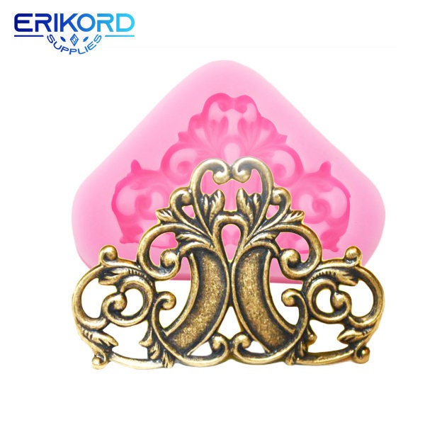 3D Craft Baroque Scroll Relief Border Silicone Mold DIY Wedding Fondant Cake Decorating Tool Candy Clay Chocolate Gumpaste Mould
