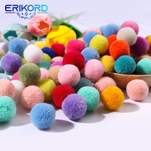 15mm 60 Stück Pompoms Multi Farbe Pompom Plüsch Ball Fluffy Plüsch Handwerk Wohnkultur 15mm Pompon DIY Bastelbedarf