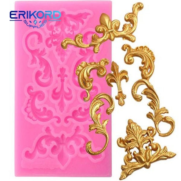 Border Silicone Mold Scroll Relief Fondant Mold Cake Decorating Tools Candy Clay Chocolate Gumpaste Mould Cupcake Baking Molds