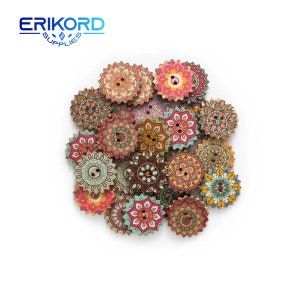 50 Stuks 15/20/25mm Gemengde Kleur Geschilderd Gear Houten Knoppen voor Handwerk Naaien Scrapbook Kleding ambachten Accessoires Gift Card Decor