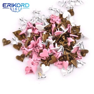 50 Uds. De tachuelas de corazón de colores variados, accesorios para álbumes de recortes, Artesanía de metal, sujetador de decoración Multicolor, álbumes de bricolaje, adornos, prendas de vestir, zapatos