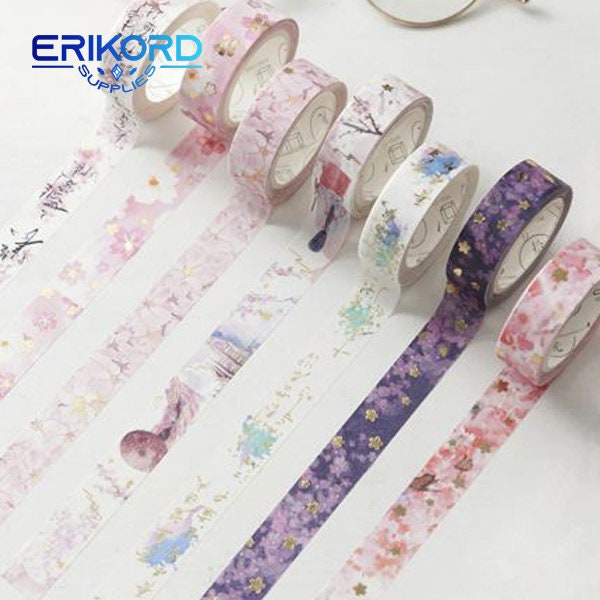 1 Stk Japan Stil Romantische Washi Tape Welle Kran Sakura Masking Tape Scrapbooking Dekorative Aufkleber Schule Bürobedarf