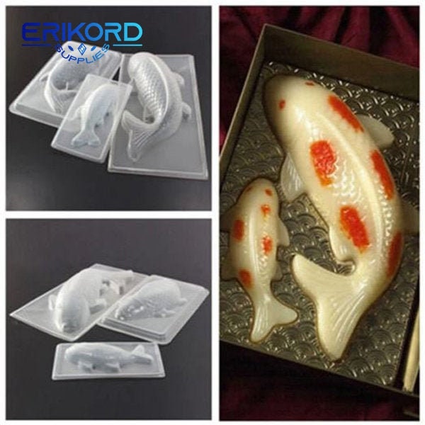 3D KOI Fish Shape Plastic Cake Chocolate Jelly Mould DIY Molds Large Medium and Small Sizes Baking Tools Decorations Fondant Cake Moulds