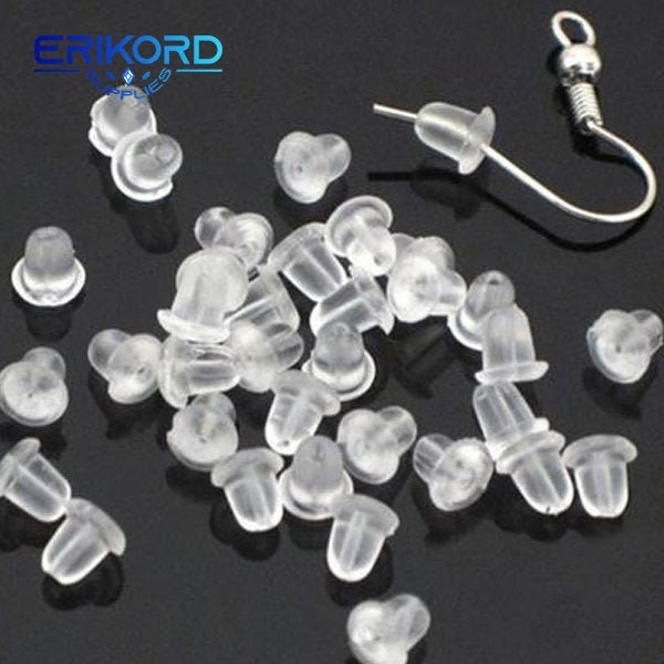 500pcs Clear Earring Backs Soft Silicone Rubber Prevent Allergy Safety Bullet Stopper Rubber Jewelry Accessories Ear Plug Nuts Bullet