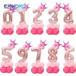 Buon compleanno 1 2 3 4 5 6 7 8 9 Palloncini foil numero oro rosa Palloncino elio digitale Decorazione di nozze Palloncino festa di compleanno