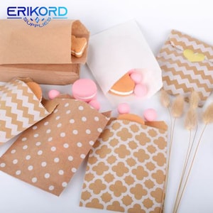 15 cm*10 cm 50szt Chevron Dot Flower Craft Paper Popcorn Bag Food Safe Favor Paper Torby urodzinowe Wzory torebek papierowych na imprezę