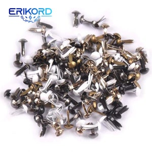 100 piezas de 5x10 mm, mezcla de 6 colores, clavos redondos de metal, accesorios para álbumes de recortes, manualidades, adornos, sujetadores para decoración de zapatos, remaches de prendas